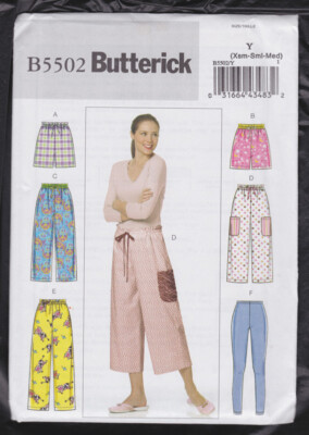2010 Butterick Pattern Wmns Sz XS-M #B5502 Uncut FF Sleepwear sleep pants