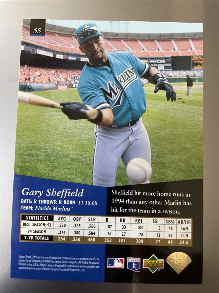 1995 SP Baseball Card #55 Gary Sheffield - Image 2 of 2