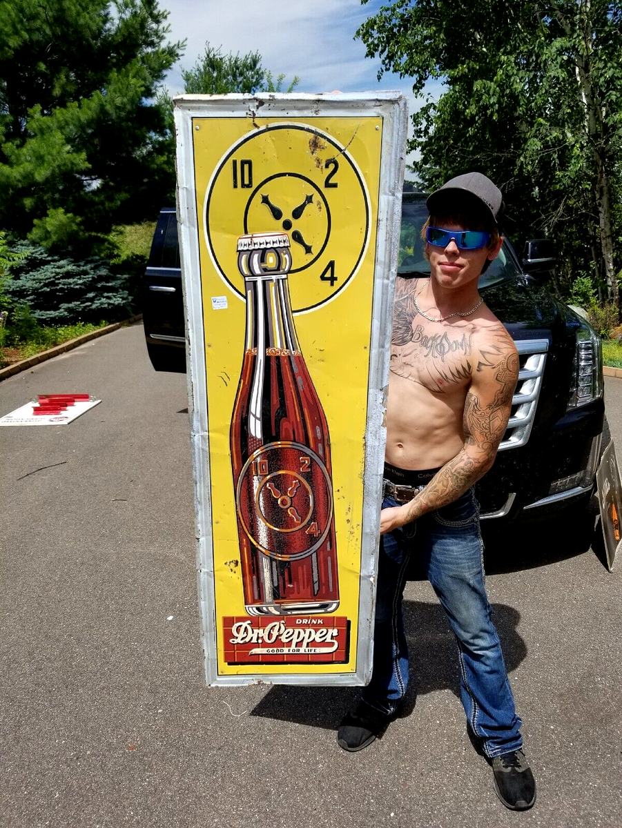 Vintage 1947 Vertical Dr Pepper Soda Pop 10-2-4 Metal Sign
