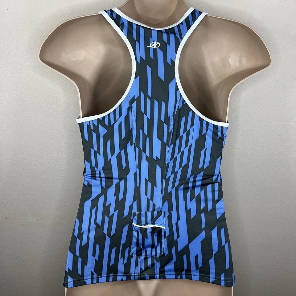 XL 码北欧田径蓝色黑色无袖几何运动运动服 — 第 3/4 张图片