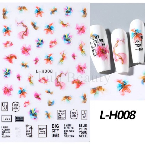 Marble Ink Blooming 3D Nagelsticker Schmetterling Wellenlinie Rauch Streifen Nageldeko - Bild 33 von 36