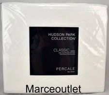 Hudson Park Classic Linens Egyptian Cotton Percale QUEEN Flat Sheet White