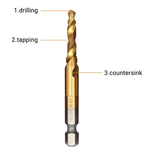 1/4" Sechskantschaft Bohrer Set mit Gewindeschneider M3-M10 Sechskantschaft - Bild 8 von 12