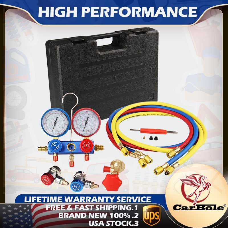 HVAC A/C Refrigerant Tool Kit AC Manifold Gauge Set Brass Auto Cars