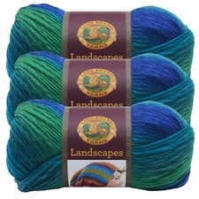  3 Pack Lion Brand Yarn 545-207AH Landscapes Yarn, Blue Lagoon