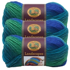 (3 Pack) Lion Brand Yarn 545-207AH Landscapes Yarn, Blue Lagoon