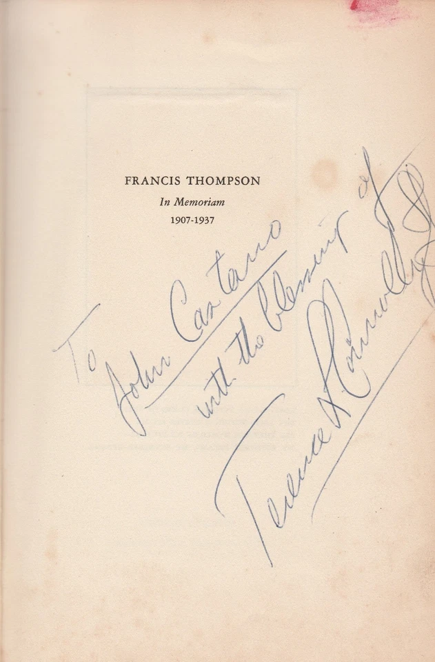 BOOKS AND MANUSCRIPTS OF FRANCIS THOMPSON BY REV. TERENCE CONNOLLY, INSCRIBED Foto 3 de 3