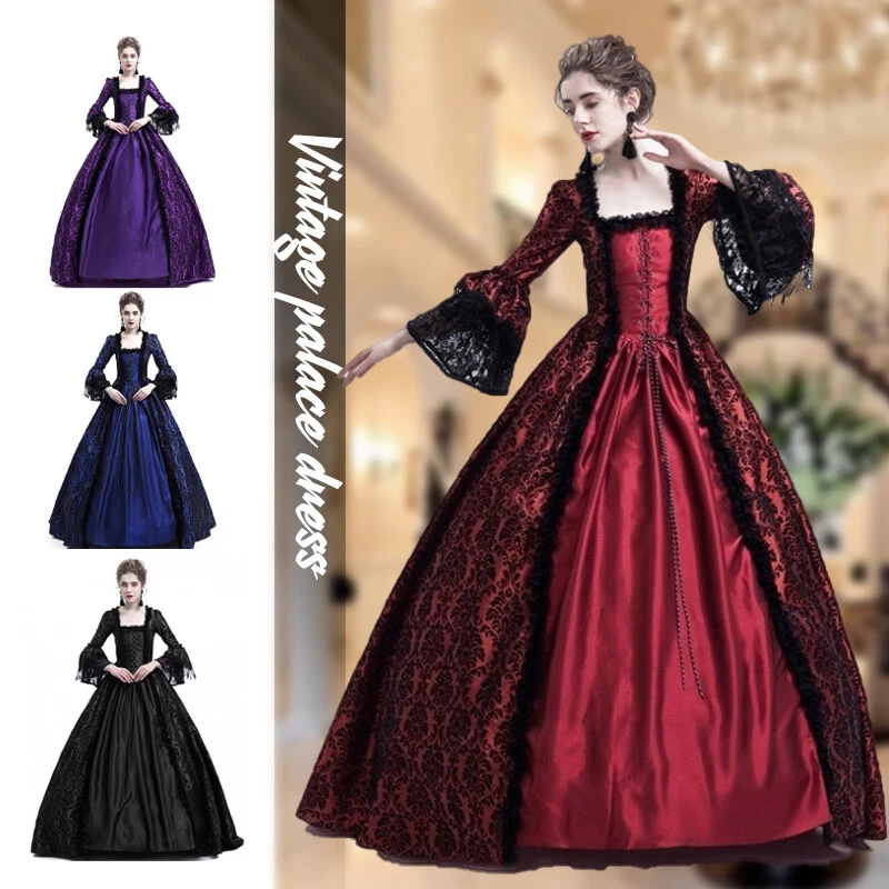 Medieval Victorian Women Lace Half Sleeve Ball Gown Dress Party Palace Cosplay
