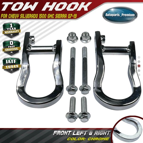 2Pcs Chrome Tow Hooks for Chevrolet GMC Silverado Sierra 1500 20072019