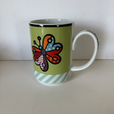 Romeo Britto Flower Butterfly Colorful Coffee Tea Cup Mug Vista Alegre