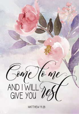 Shabby Chic GIVE YOU REST Scripture Quote Floral 8x10 Craft Cotton Fabric Block
