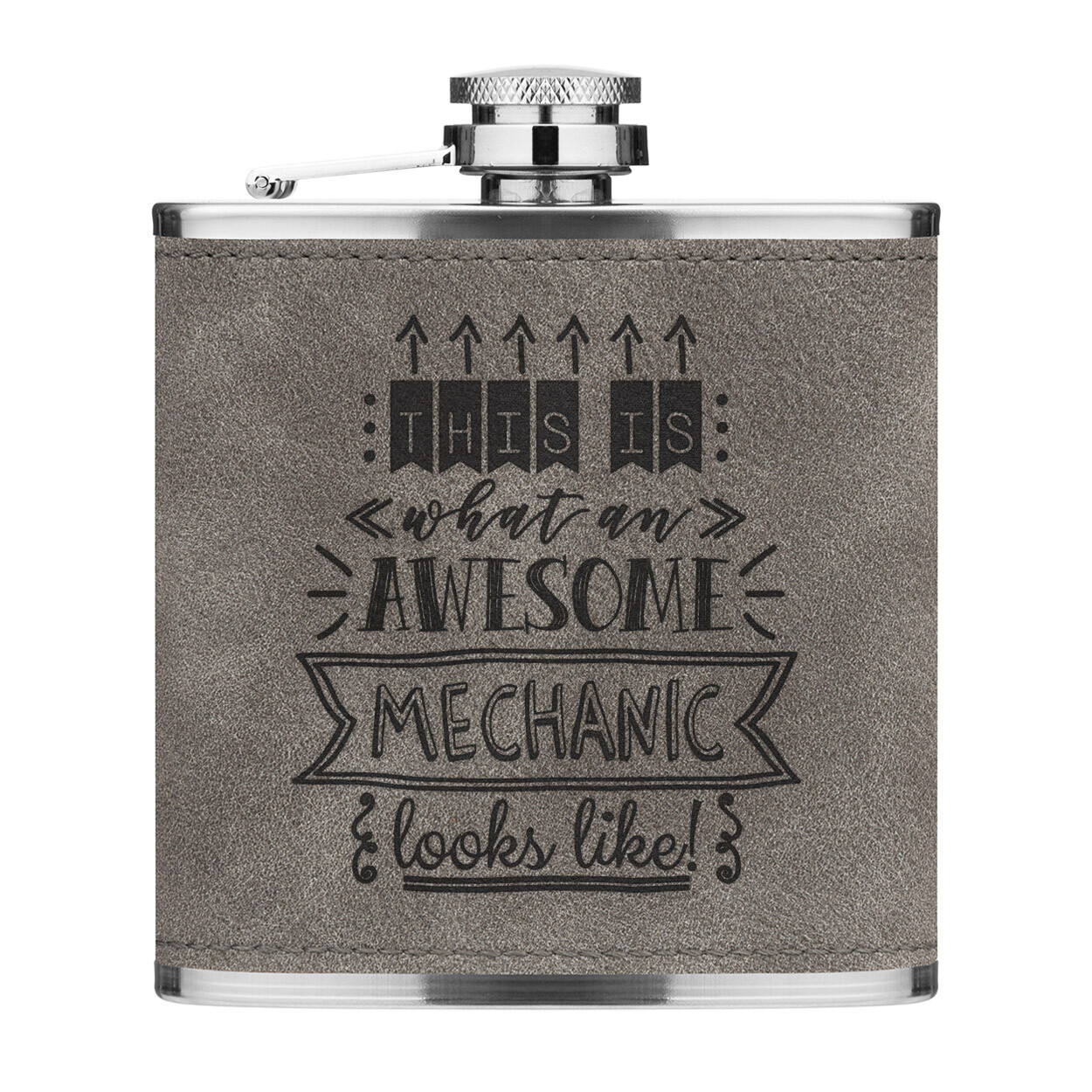 This Is What An Awesome Mechanic Looks Like 6oz PU Leather Hip Flask Grey Funny