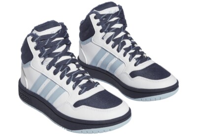 Adidas Hoops Kinder Turnschuhe Weiß Blau Hoch IF7737 28 bis 35