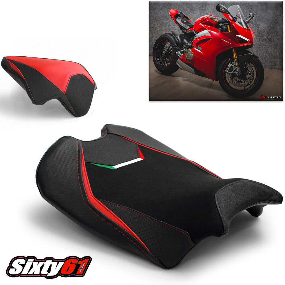 Ducati Panigale V4 Seat Covers 2018-2021 Red Veloce Luimoto Tec-Grip Front Rear