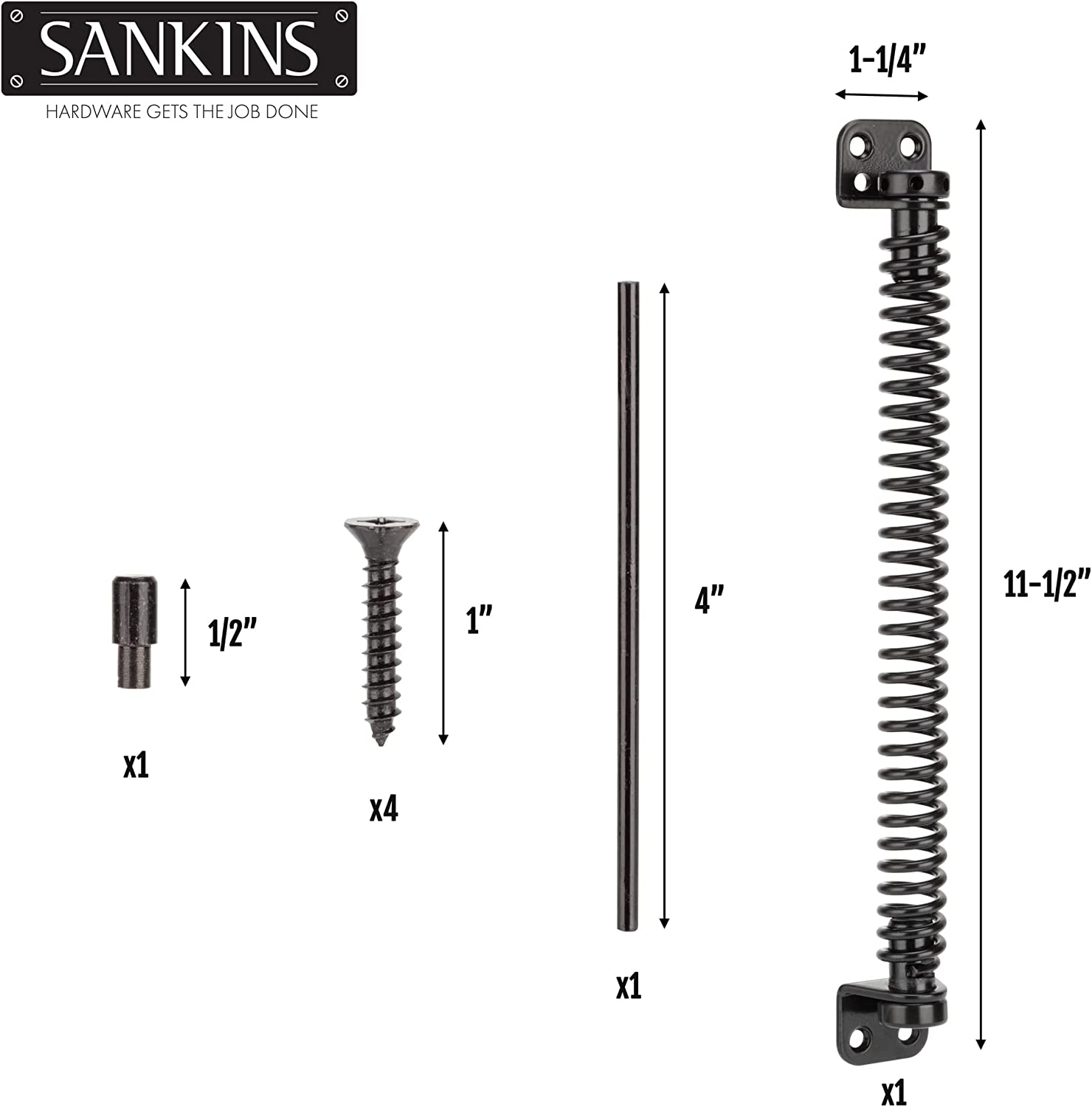 SANKINS 111/2" Gate Spring Self Closing Heavy Duty Outdoor Door Spring