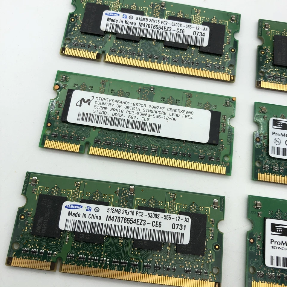 Lot 10 pcs 512MB PC2-5300s PC5300 DDR2 667Mhz 2Rx16 8 SoDimm 200pin Memory - Image 2 of 4