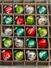 Radko Shiny Brite set of 20 miniature glass flocked balls EX8393