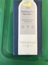 Queen 400 Thread Count Performance Flat Sheet Metallic Blue - Threshold: Cotton
