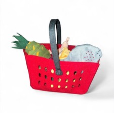 IKEA Latsas Kids Toy Food Shopping Basket Soft Fruit Vegetables Playtime Set