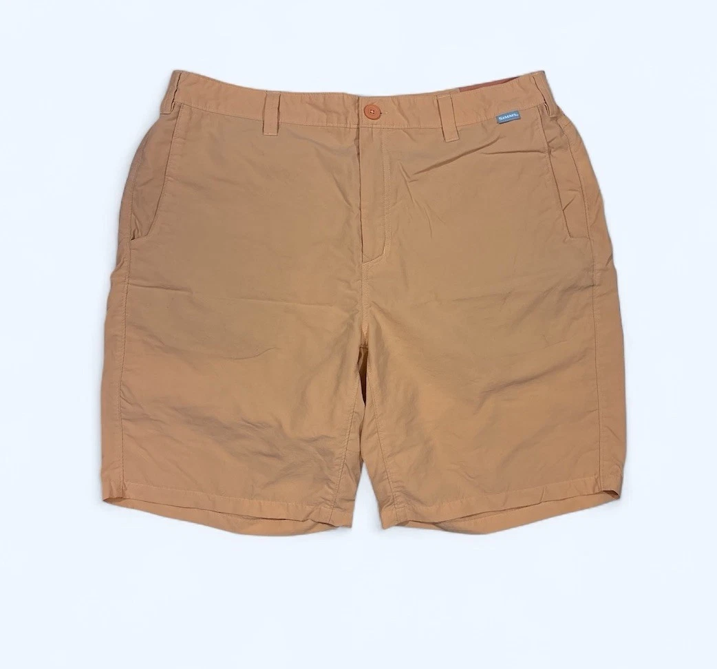 SIMMS FISHING SHORTS MENS 38 ORANGE LIGHTWEIGHT