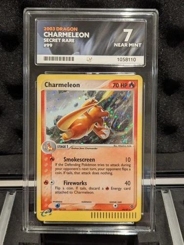 Pokémon Charmeleon Secret Rare Dragon 99/97 2003 Grade Ace 7 - Near Mint Holo