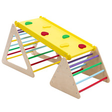 3 in 1 Triangle Climber with Ramp Wooden Toddler Climbing Triangle Toys for Slid