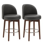 CHITA  Swivel Counter Height Bar Stools Set of 2, 27'' Faux Leather, Comfortable