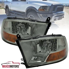 Smoke Headlights Lamps Fits 2009-2018 Dodge Ram 1500 2010-2019 Ram 2500 3500 L+R