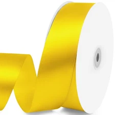 1-1/2 Inch x 100 Yards Satin Ribbon Yellow Silk Spool Floral Bouquet Party