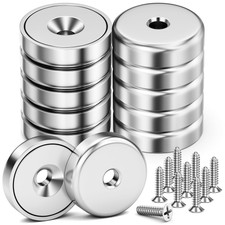 10 Pack 70 LBS Neodymium Round Base Cup Magnets, Strong Rare Earth Magnets wi...