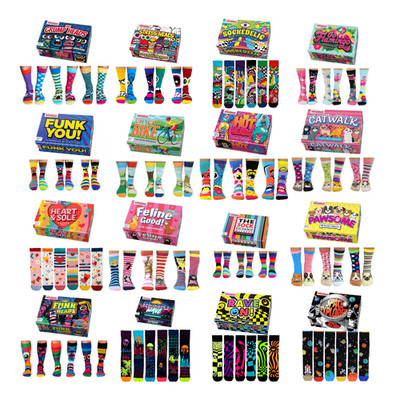 United Oddsocks Herren, Damen & Kinder Neuheit Witz lustige flippige Geschenkboxen Socken