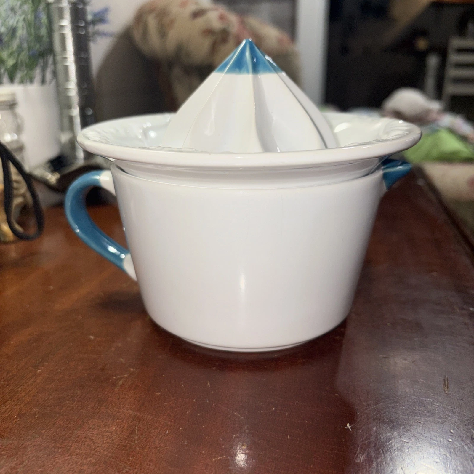 Citrus Juicer 2 Piece With 14oz Catch Cup White & Sea Foam Green by Main St EUC