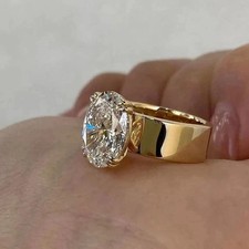 2 Ct Oval Simulated Diamond Solitaire Engagement Ring In 14k Yellow Gold Plated