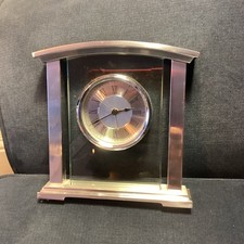 MARKS & SPENCERS Quartz Movement Mantel Clock Roman Numerals Stainless Steel