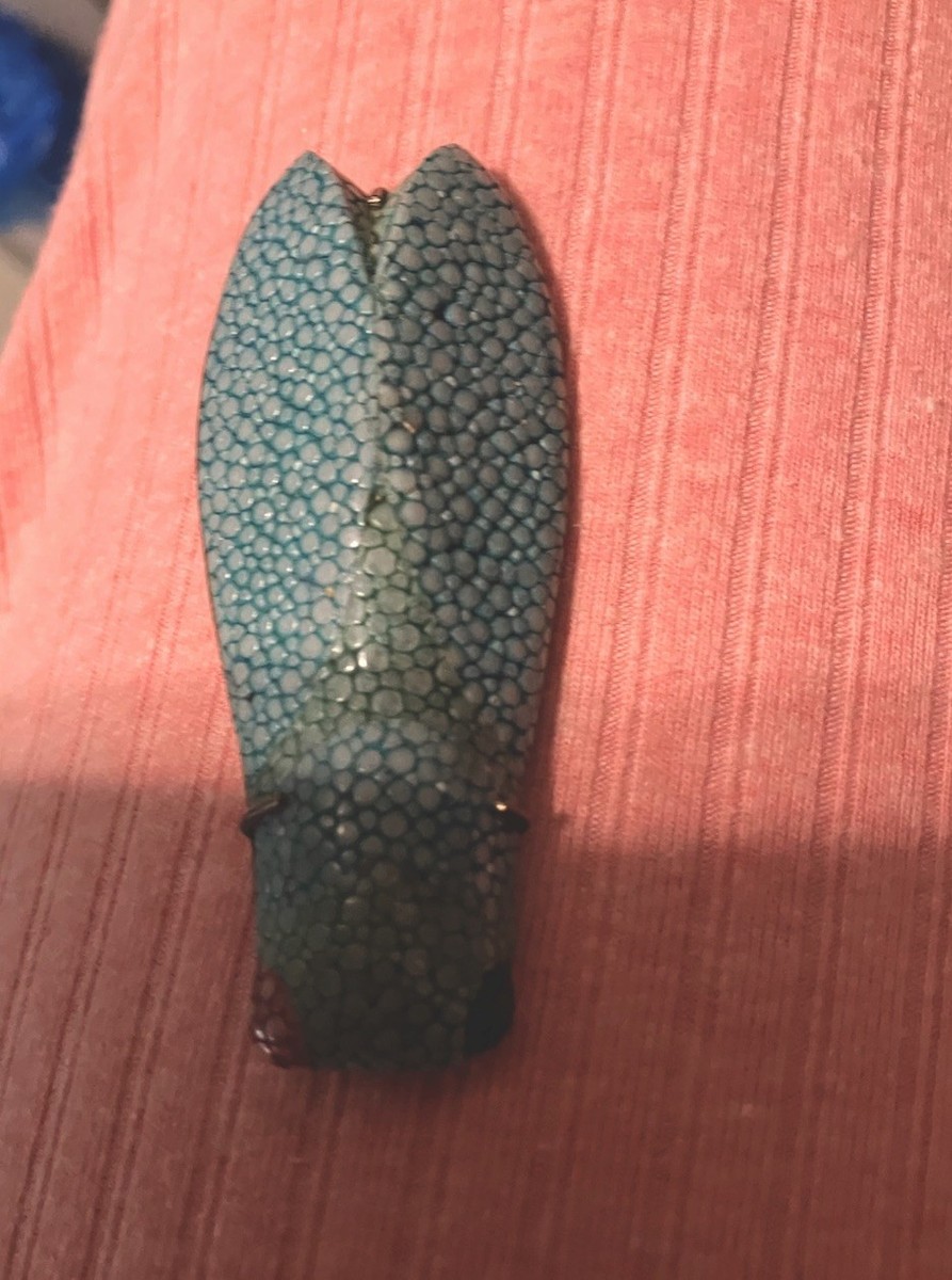 Cicada  Bug Vintage pin brooch deco shagreen eel skin OFAK Rare View 2
