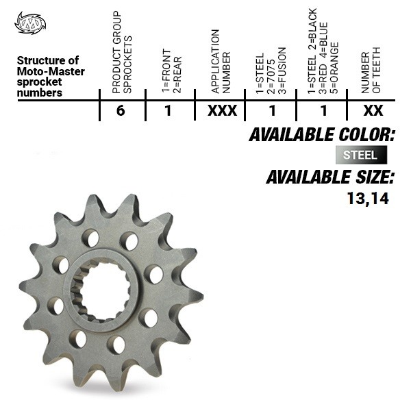 Sprocket for YAMAHA YZ 250 1987-1989 Front Steel 14T MotoMaster - Image 37