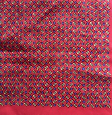 Vintage 1980s Scarf Blue Red Yellow Made in Japan 21  x21  Hand Rolled Hem