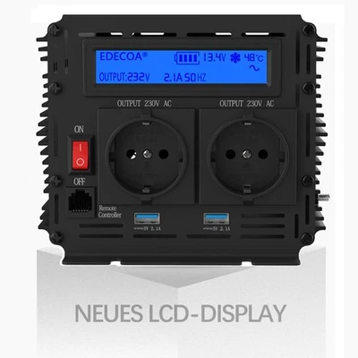 EDECOA 12V 230V Reiner Sinus Spannungswandler 1000W 1500W 2000W 2500W 3500W Inverter