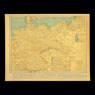 Antique GERMANY Map of Prussia Wall Art 1920s Old Original Berlin Antique