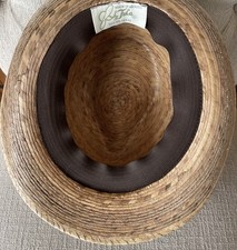 Tula Hat Fedora Tan Straw Hat with a multi-co...