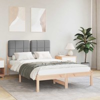 Bettgestell Mit Gepolstertem Kopfteil Hellgrau 120 X 200 Cm