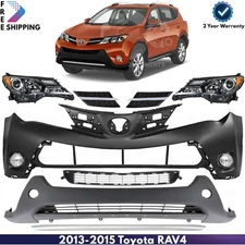 Front Bumper Cover Fascia & Grille Assembly Pair For 2013-2015 Toyota RAV4
