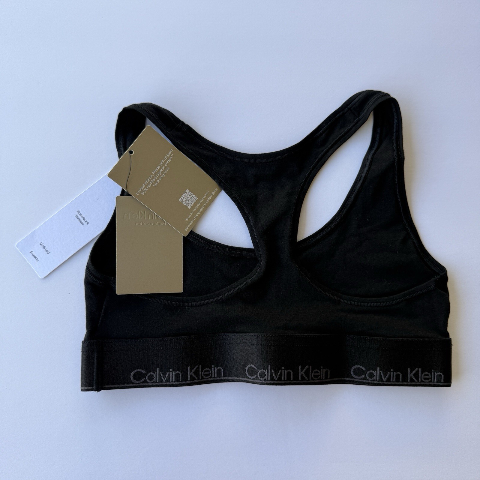 NWT Calvin Klein Modern Cotton Unlined Bralette Racerback Wireless Black or Red image 4