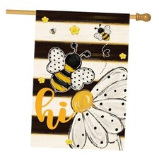 Hi Bee Daisy House Flag 28x40 Inch Double House Size-28 x 40" Black/White