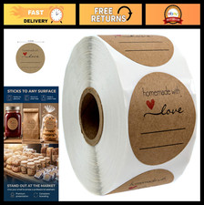 500 Homemade Kraft Canning Stickers - 2" Labels with Lines, Made in USA