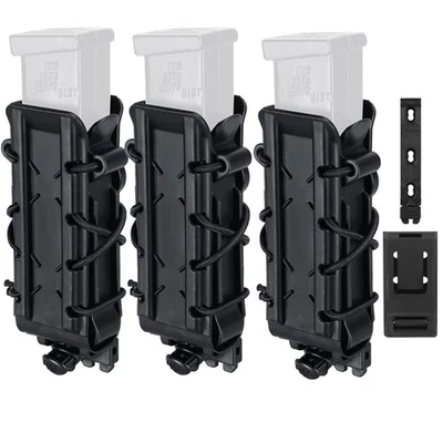 HUNTVP 1-3 Pack Tactical Molle Magazine Pouch for 9mm Pistol Mags Holder Shell Black