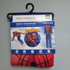 Boys ClimateRight by Cuddl Duds Spiderman Thermal Underwear Set Size M 8/10