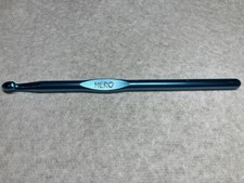 HERO Blue Aluminum Crochet Hook, Size K, Made in USA , 5 3/4" Long, Used