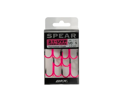 BKK SPEAR 21-UVP - Drillinge Pink Gr. 12 bis 3/0 Raubfischhaken Drillingshaken - Bild 1 von 4