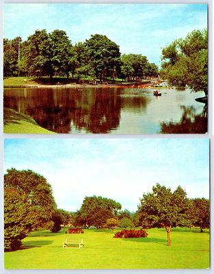 #ad Portland ME Maine Deering Oaks Park Duck Pond Boat Bench Vintage Postcards x2 $5.99